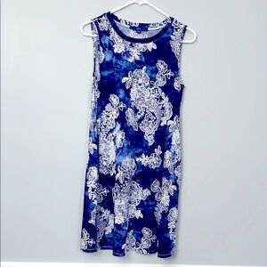 Blue tie dye floral dress